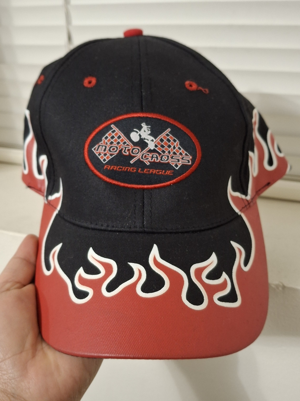 Vintage Motocross Racing League Flame Graphic Baseball Cap- Youth/Kids Size 8-16